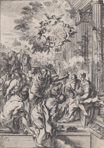 De Aanbidding der Wijzen, voor een architectonische zuilengang door Pietro Testa