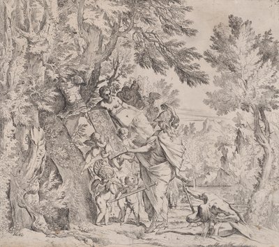 Venus geeft wapens aan Aeneas door Pietro Testa
