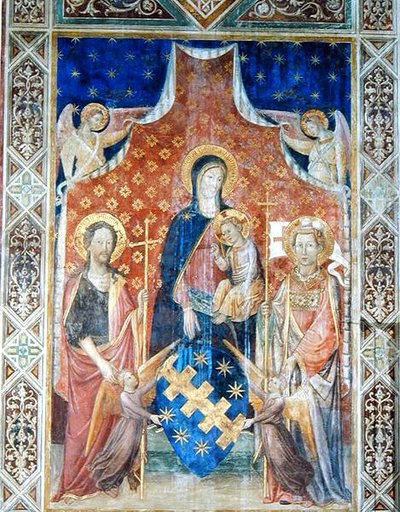 Madonna en Kind met Heiligen door Pietro and Antonio di Miniato