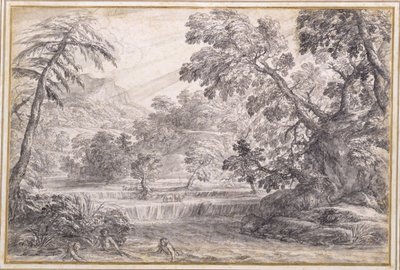 Een bebost rivierlandschap, ca. 1650 door Pietro da Cortona