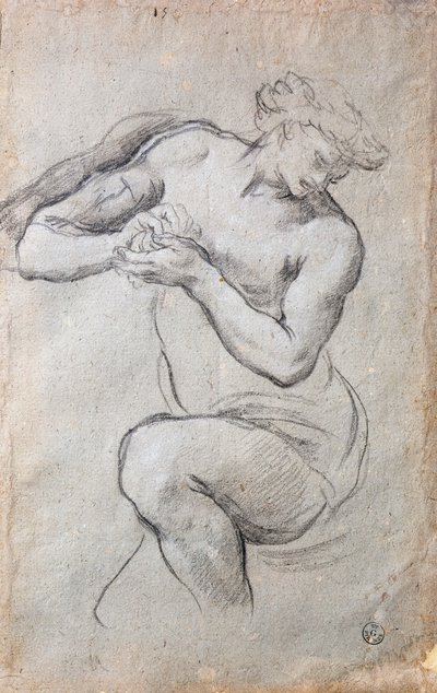 Mannelijke figuur, Studie voor Bacchus in de Zilveren Eeuw fresco door Pietro da Cortona