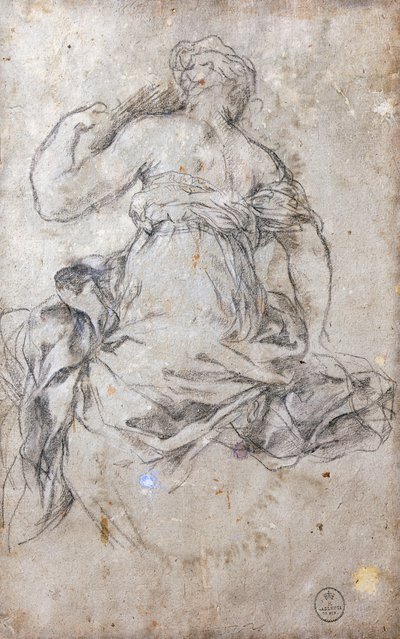 Vrouwelijke figuur, Studie voor de Age of Silver fresco door Pietro da Cortona