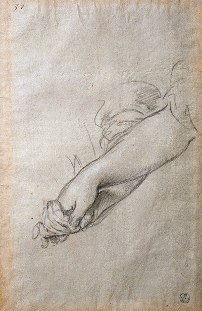Handen en armen, studie voor Het Gouden Acortonage fresco door Pietro da Cortona