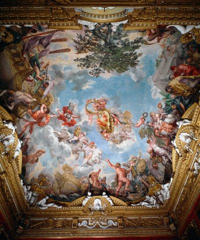 Mars na de oorlog, gewelf van de Hal van Mars door Pietro da Cortona