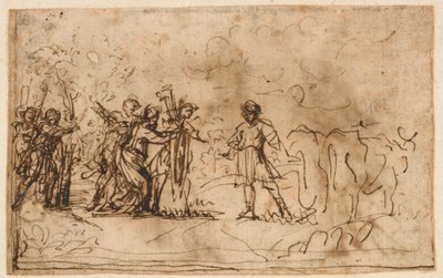 Cincinnatus Geroepen van het Veld, studie voor de "Storia di Cincinnato," Galerie van de Villa Sacchetti (Nu Chigi), Castelfusano door Pietro da Cortona