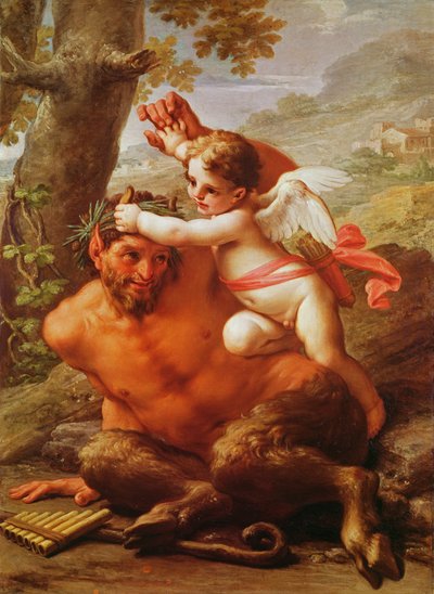 Cupido en Pan door Pietro da Cortona