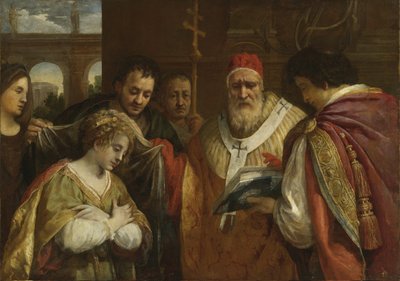 Sint Domitilla ontvangt de sluier van paus Clemens I door Pietro da Cortona