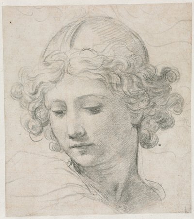 Studie voor het hoofd van St. Michael, 1633 door Pietro da Cortona