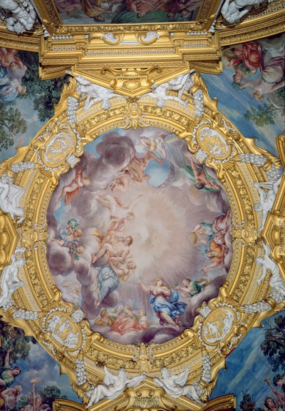 De Sala di Apollo detail van plafonddecoratie met Cosimo I de