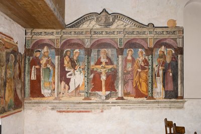Sint Pietro en Paolo kerk, Valvasone, Friuli, Italië (fresco) door Pietro da Vicenza