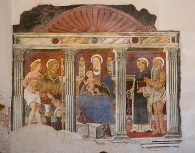 Sint-Pietro en Paolo kerk, Valvasone, Friuli, Italië (fresco) door Pietro da Vicenza
