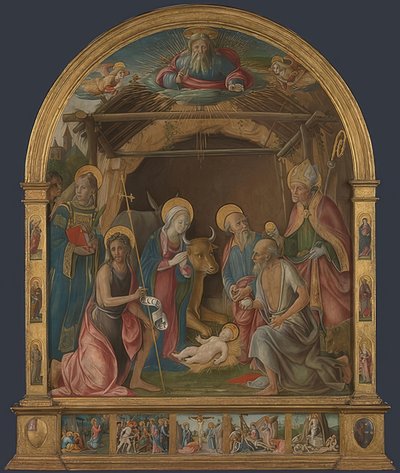 Geboorte van Christus met heiligen door Pietro di Francesco degli Orioli