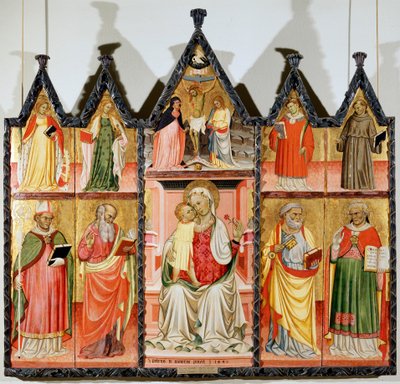 Madonna en Kind met Heiligen polyptiek, tien afzonderlijke panelen door Pietro di Giovanni Lianori