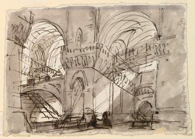 Toneelontwerp, Gevangenisinterieur door Pietro di Gottardo Gonzaga