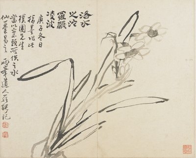 Landschappen, Bloemen en Vogels: Narcissus, Qing-dynastie door Luo Ping