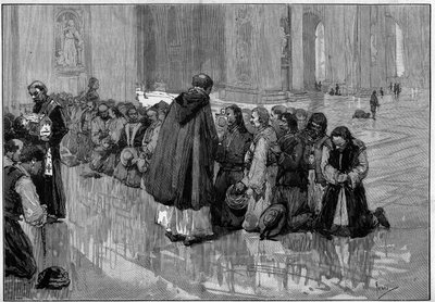 Hongaarse pelgrims die relikwieën aanbidden in de Basiliek van Sint-Pieter in Rome door Pio Joris