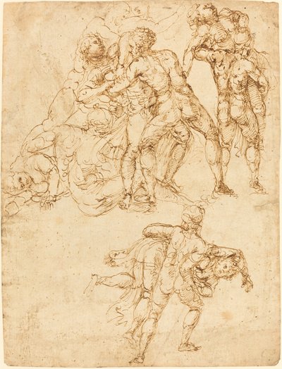 Studies voor de Verkrachting van de Sabijnse Vrouwen (verso) door Pirro Ligorio