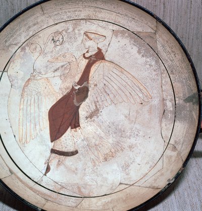 Detail van een kylix met Aphrodite rijdend op een gans, 5e eeuw v.Chr. door Pistoxenos painter
