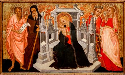 Madonna en kind met heiligen. 15e eeuw door Pittore Marchigiano