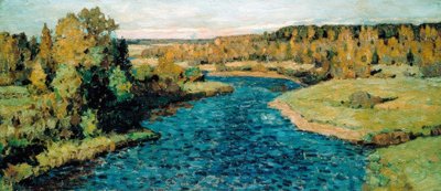 Rivier in de herfst door Pjotr Iwanowitsch Petrowitschew