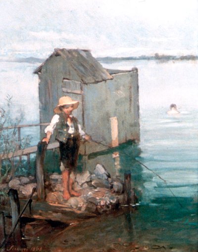 Badkoets met Jongen, 1868 door Pál Szinyei Merse
