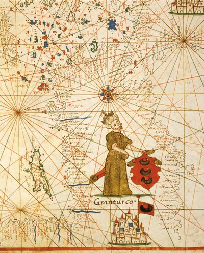 Ottomaanse rijk, uit portolaan atlas bestaande uit zes kaarten, door Placido Caloiro en Francesco Oliva, perkament. 1646. door Placido Caloiro e Oliva