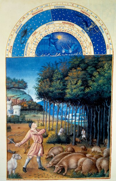 November: het slachten van eikels. Miniatuur in 