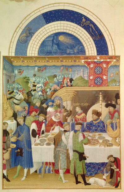 De hertog van Berry aan tafel in de maand januari door Pol de Limbourg