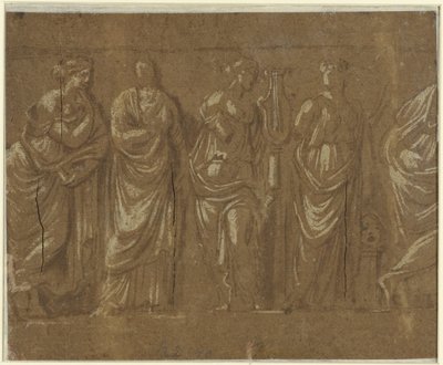Rij muzen door Polidoro da Caravaggio (possibly)