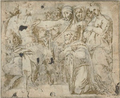 Familie van Darius voor Alexander door Polidoro da Caravaggio