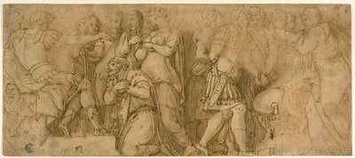 Familie van Darius voor Alexander; Gevangenen voor een Senator door Polidoro da Caravaggio