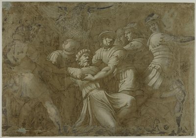 Romeinse Soldaten Arresteren Sint-Pieter (?) door Polidoro da Caravaggio