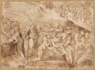 De Rouw om Christus (recto en verso) door Polidoro da Caravaggio