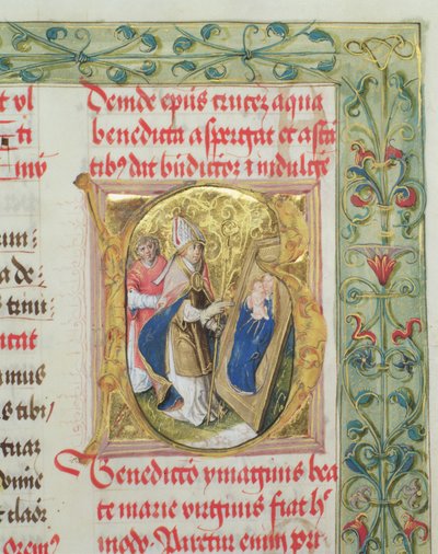 Zegening van de Maagd Maria en Kind, uit het Pontificale van bisschop Erasmus Ciolek door Polish School