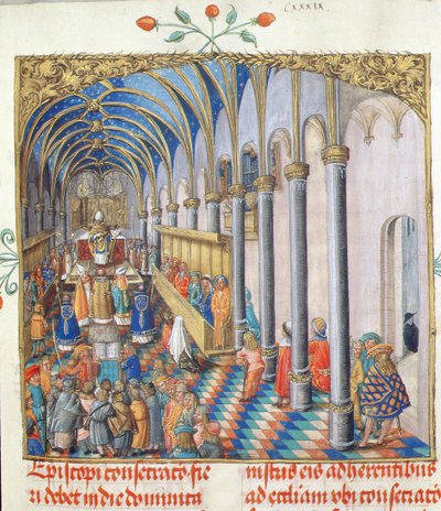 Wijding van de bisschop, uit het Pontificale van bisschop Erasmus Ciolek door Polish School