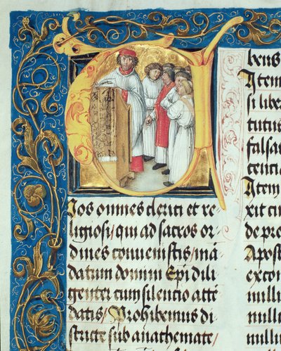 Wijding van seminaristen tot het priesterschap, uit het Pontificale van bisschop Erasmus Ciolek door Polish School