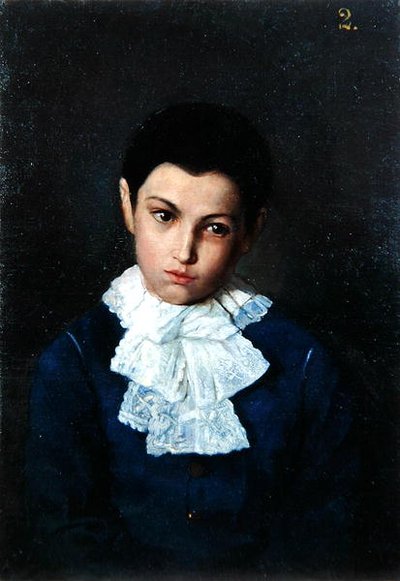 Portret van een jongen met kanten kraag door Polish School
