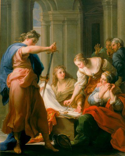 Achilles aan het hof van Lycomedes door Pompeo Girolamo Batoni