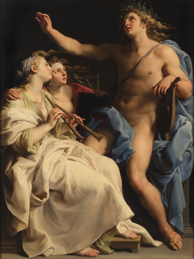 Apollo, Muziek en Meetkunde door Pompeo Girolamo Batoni