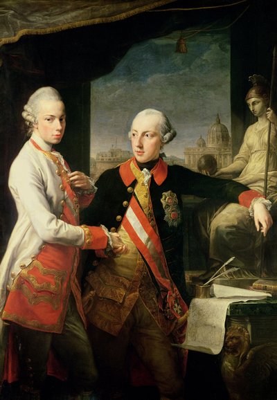 Kaiser Joseph II (1741-90), en de Groothertog Leopold van Toscane door Pompeo Girolamo Batoni