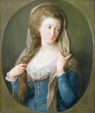 Portret van een vrouw, traditioneel geïdentificeerd als Margaret Stuart, Lady Hippisley door Pompeo Girolamo Batoni