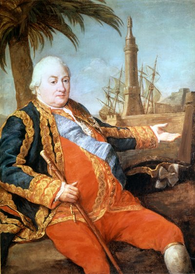 Portret van de Ridder Pierre Andre de Suffren van Saint Tropez (Saint-Trophez), baljuw van Suffren (1729-1788). Schilderij door Girolamo Pompeo Batoni (1708-1787). Museum van de Kastelen van Versailles door Pompeo Girolamo Batoni