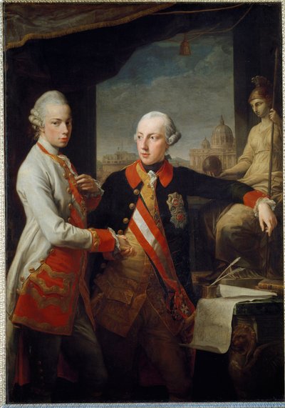 Portretten van de broers Leopold II van Habsburg-Lotharingen, groothertog van Toscane en Jozef II van het Heilige Roomse Rijk door Pompeo Girolamo Batoni