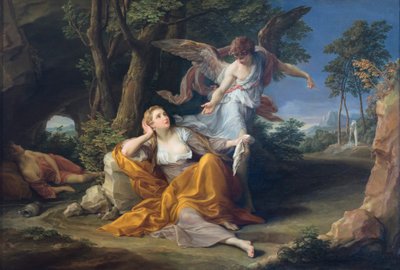 De verschijning van de engel aan Hagar in de woestijn door Pompeo Girolamo Batoni
