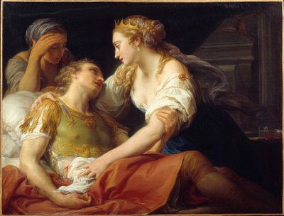 De dood van Marcus Antonius in de armen van Cleopatra door Pompeo Girolamo Batoni