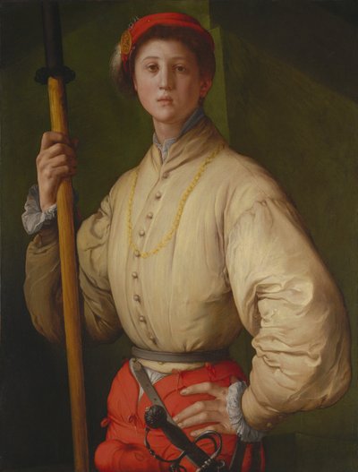 Portret van een hellebaardier Francesco Guardi, 1528-1530 door Jacopo Pontormo