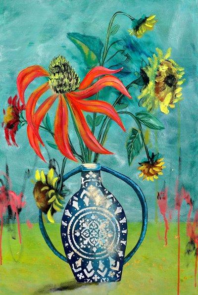 Kleurrijke bloemen in een vaas door Poonam Choudhary