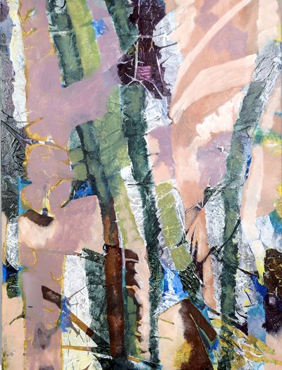 Abstract met bosmotief en textuur door Poonam Choudhary