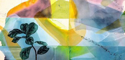 Levendige abstracte afbeelding van een vioolbladplant door Poonam Choudhary