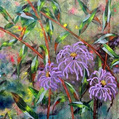 Levendige paarse bloemen in de tuin door Poonam Choudhary